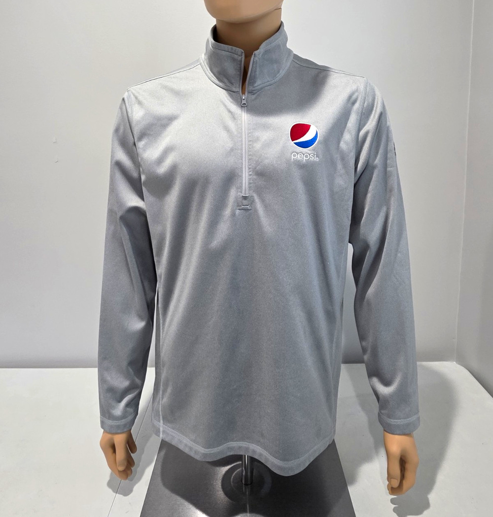 The North Face Pepsi Quarter Zip Pullover Mens Large Gray Corporate Logo
